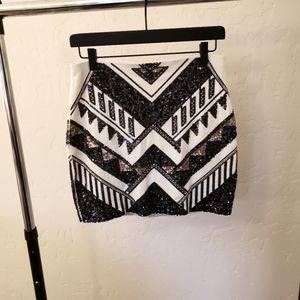 Express Sequin Boho Mini Skirt Small